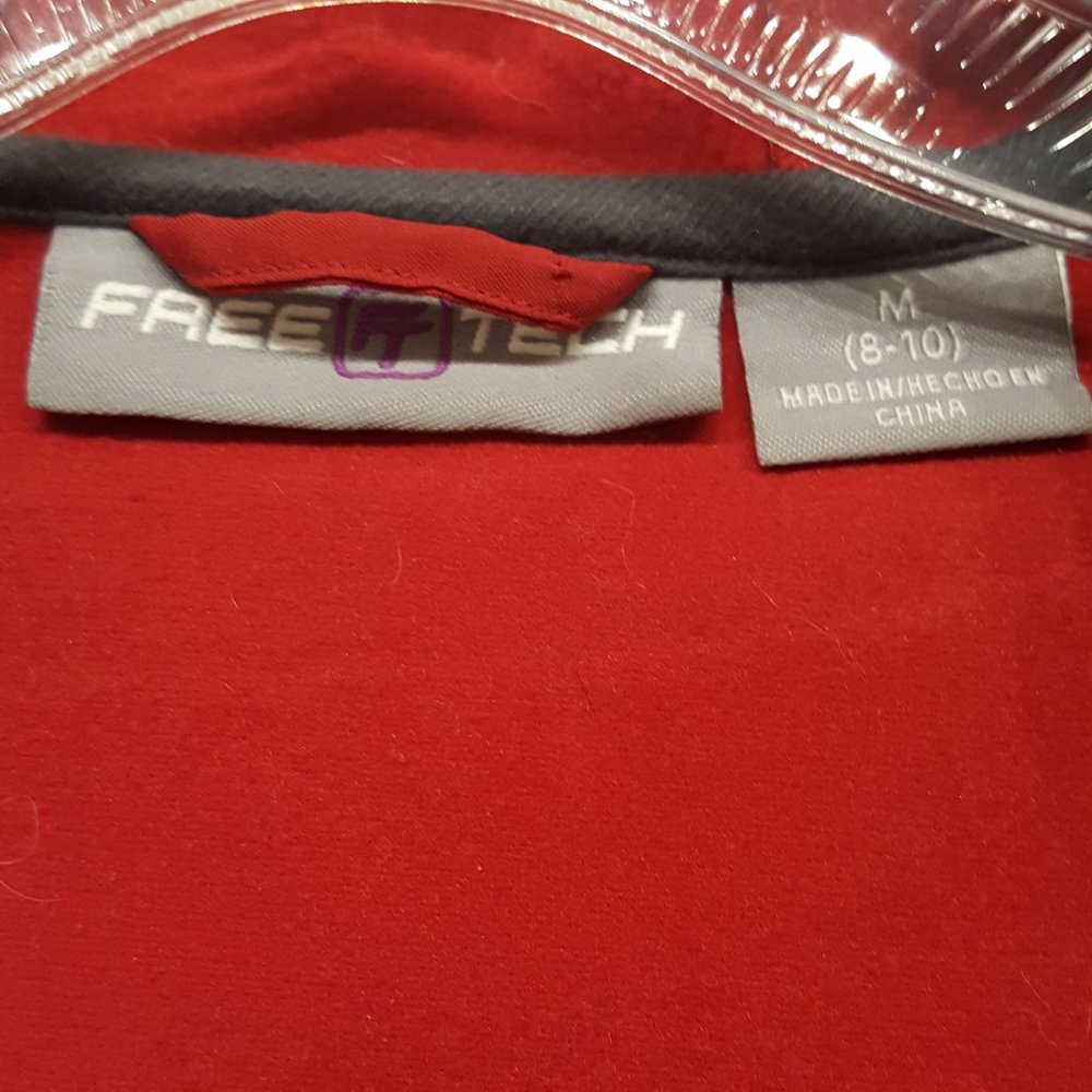 Free Tech Jacket Lined Hooded Red Size Medium 8-10 - Picture 7 of 13